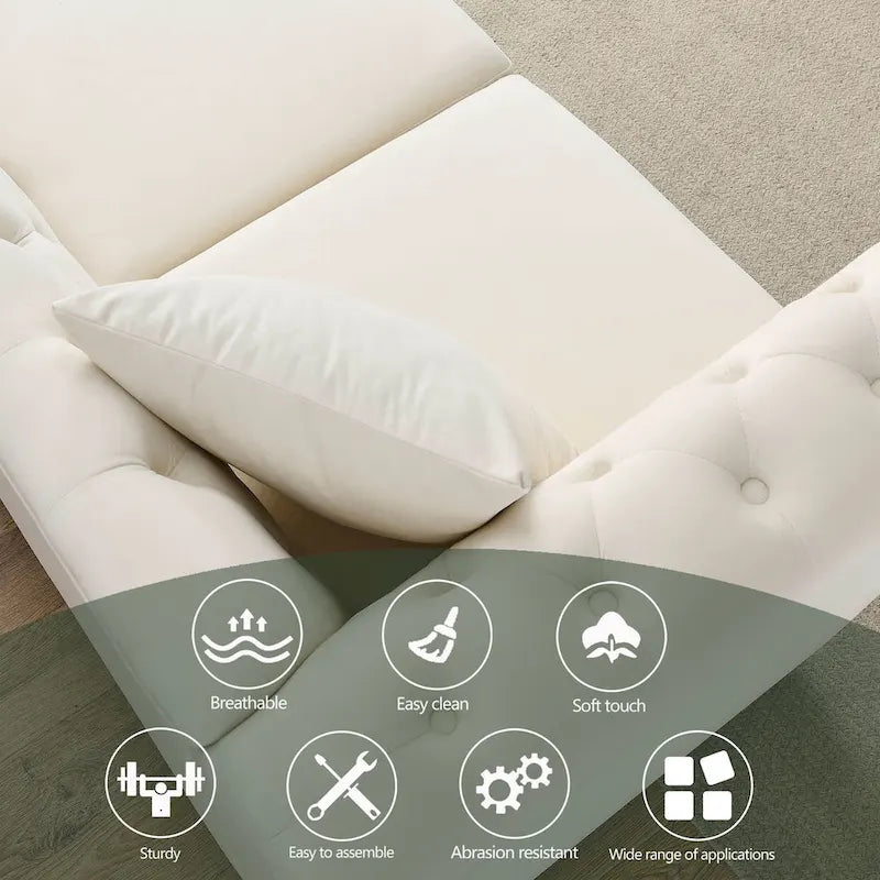 Sofá Chesterfield tapizado con mechones, brazos enrollados y tachuelas decorativas, de 3 plazas