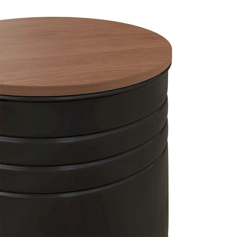 Mesitas Auxiliares Metálicas Anidables con Tapa de Madera (Juego de 2)