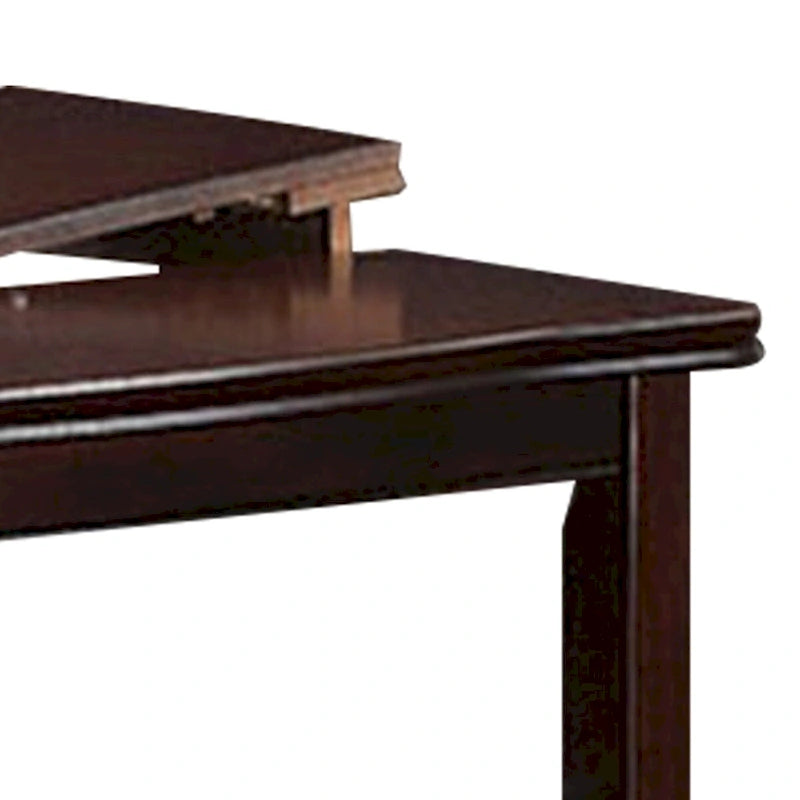Mesa de comedor marrón de 132 cm de alto con 2 extensiones tipo mariposa, capacidad para hasta 6 personas