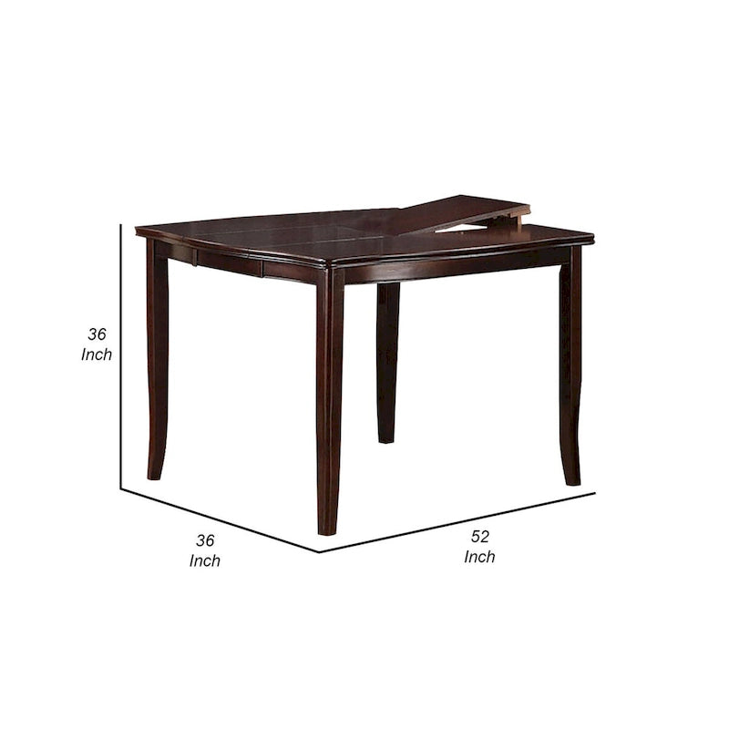 Mesa de comedor marrón de 132 cm de alto con 2 extensiones tipo mariposa, capacidad para hasta 6 personas