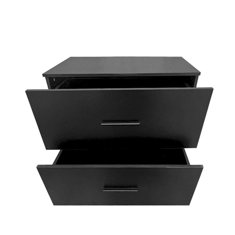 Archivador lateral de 2 cajones (Negro/Marrón) con soporte superior para impresora