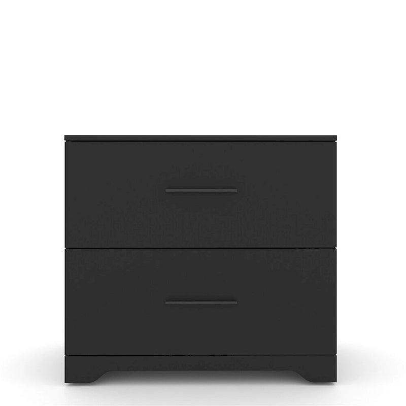 Archivador lateral de 2 cajones (Negro/Marrón) con soporte superior para impresora