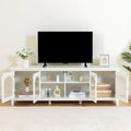 Mueble TV de 71" con estructura de madera maciza, puerta de cristal Changhong, tirador de metal