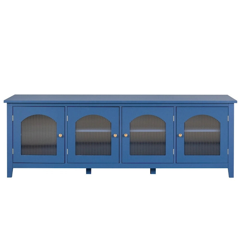 Mueble TV de 71" con estructura de madera maciza, puerta de cristal Changhong, tirador de metal