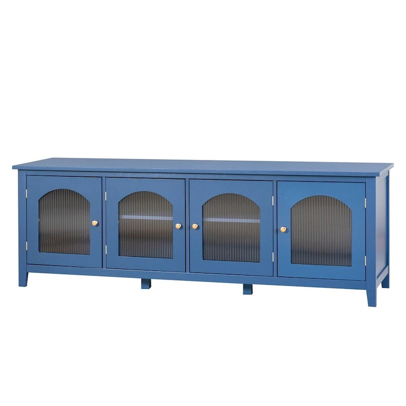 Mueble TV de 71" con estructura de madera maciza, puerta de cristal Changhong, tirador de metal