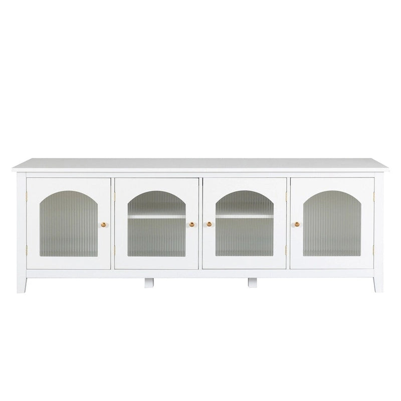 Mueble TV de 71" con estructura de madera maciza, puerta de cristal Changhong, tirador de metal