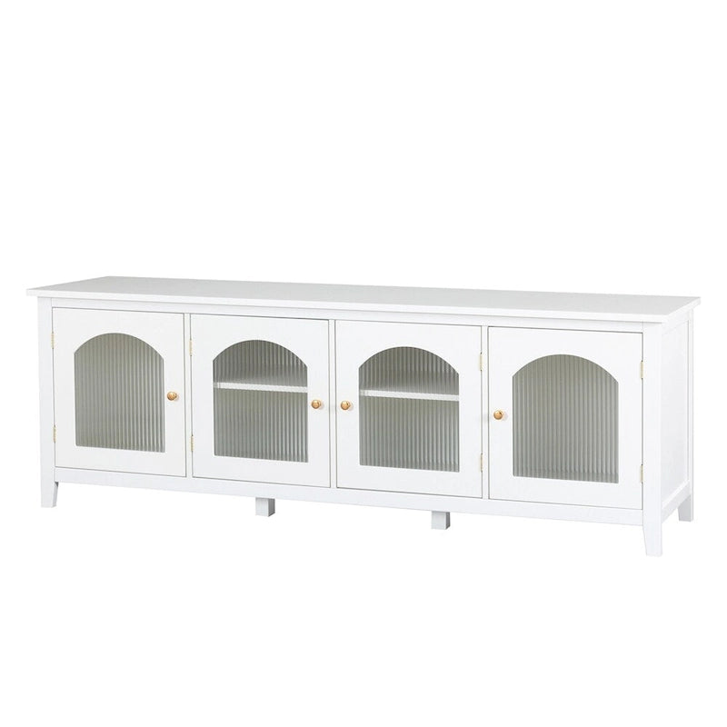 Mueble TV de 71" con estructura de madera maciza, puerta de cristal Changhong, tirador de metal