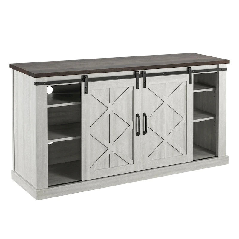 Mueble de TV deslizante con puerta de granero estilo rústico de 58 pulgadas – Para televisores de hasta 65 pulgadas – 58 pulgadas de ancho