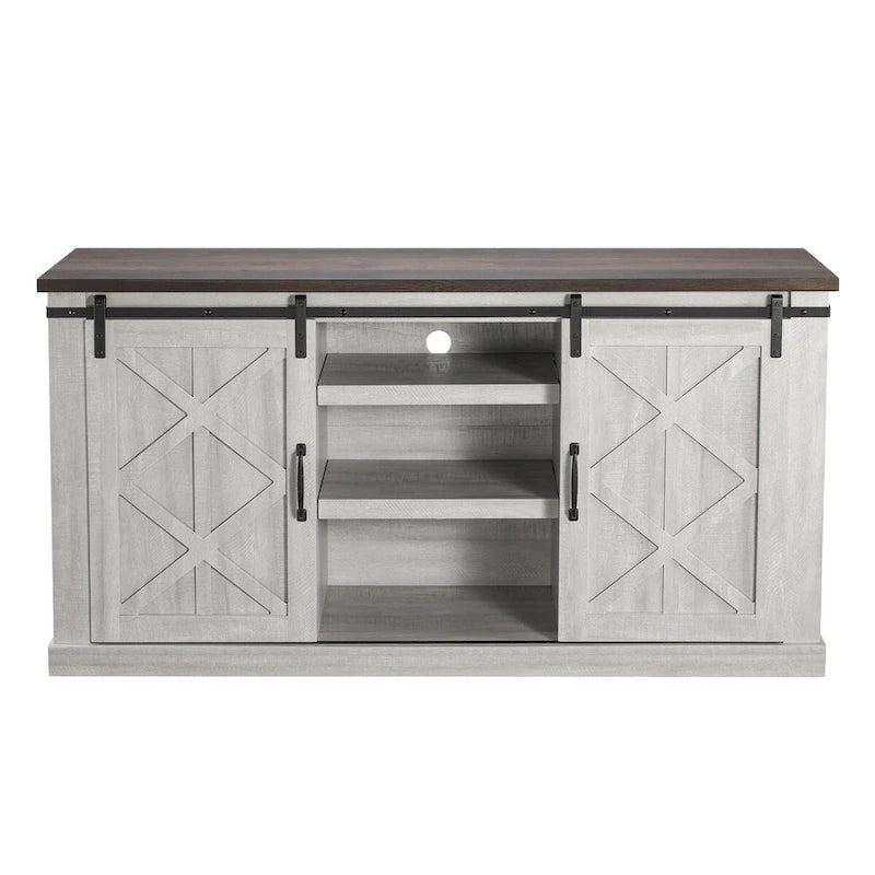 Mueble de TV deslizante con puerta de granero estilo rústico de 58 pulgadas – Para televisores de hasta 65 pulgadas – 58 pulgadas de ancho