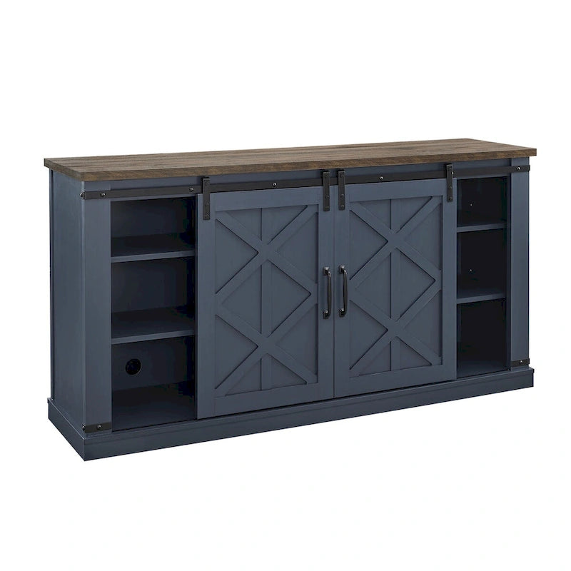 Mueble de TV deslizante con puerta de granero estilo rústico de 58 pulgadas – Para televisores de hasta 65 pulgadas – 58 pulgadas de ancho