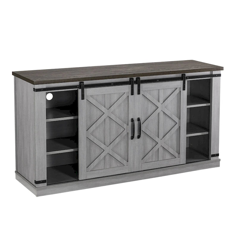 Mueble de TV deslizante con puerta de granero estilo rústico de 58 pulgadas – Para televisores de hasta 65 pulgadas – 58 pulgadas de ancho