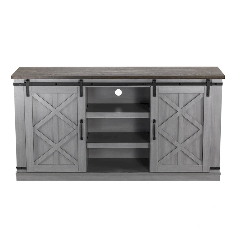Mueble de TV deslizante con puerta de granero estilo rústico de 58 pulgadas – Para televisores de hasta 65 pulgadas – 58 pulgadas de ancho