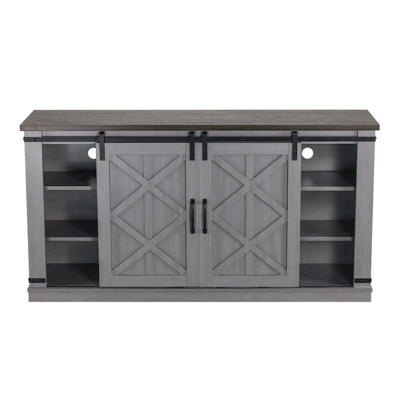 Mueble de TV deslizante con puerta de granero estilo rústico de 58 pulgadas – Para televisores de hasta 65 pulgadas – 58 pulgadas de ancho