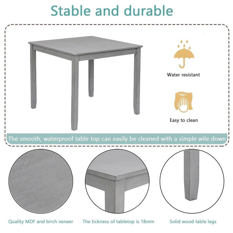 Mesa cuadrada de comedor de madera para 4 personas para espacios pequeños