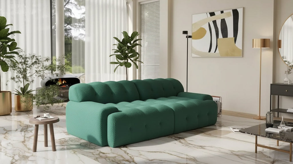 Modern Comfy Couch 3 Seater, Upholstered Floor Sofa 3D Textile Material Cloud Couch for Living Room, Apartment