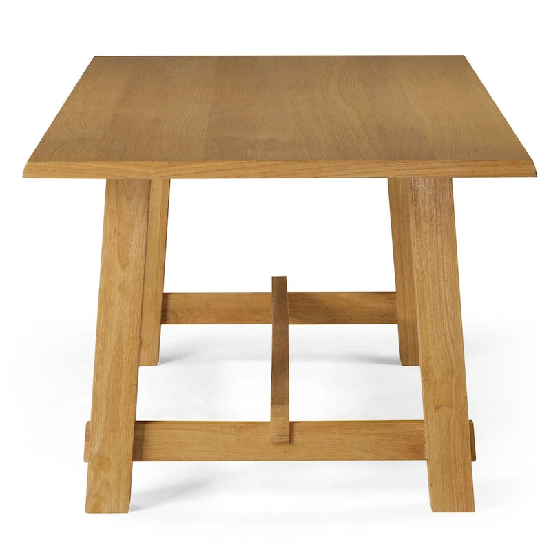 Mesa de comedor rectangular de madera con acabado negro envejecido