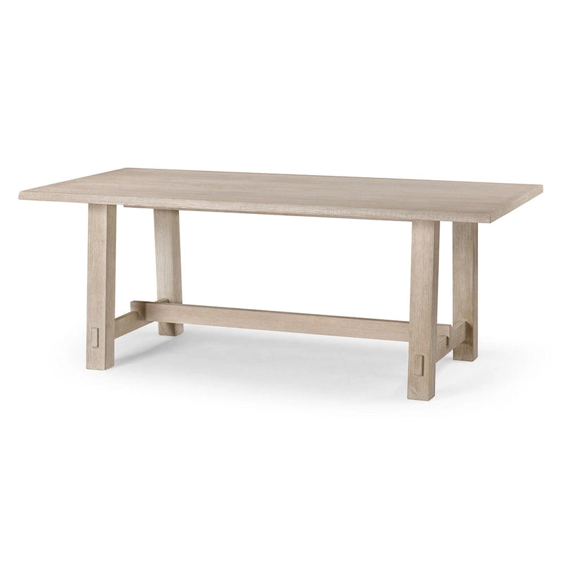 Mesa de comedor rectangular de madera con acabado negro envejecido