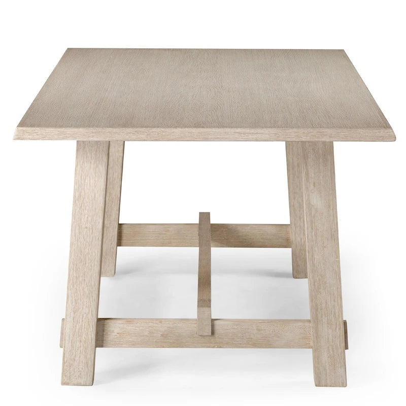 Mesa de comedor rectangular de madera con acabado negro envejecido