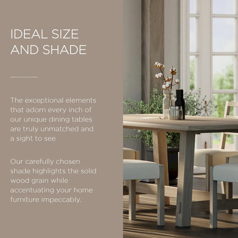 Mesa de comedor rectangular de madera con acabado negro envejecido
