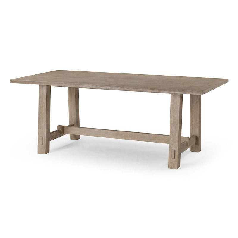 Mesa de comedor rectangular de madera con acabado negro envejecido