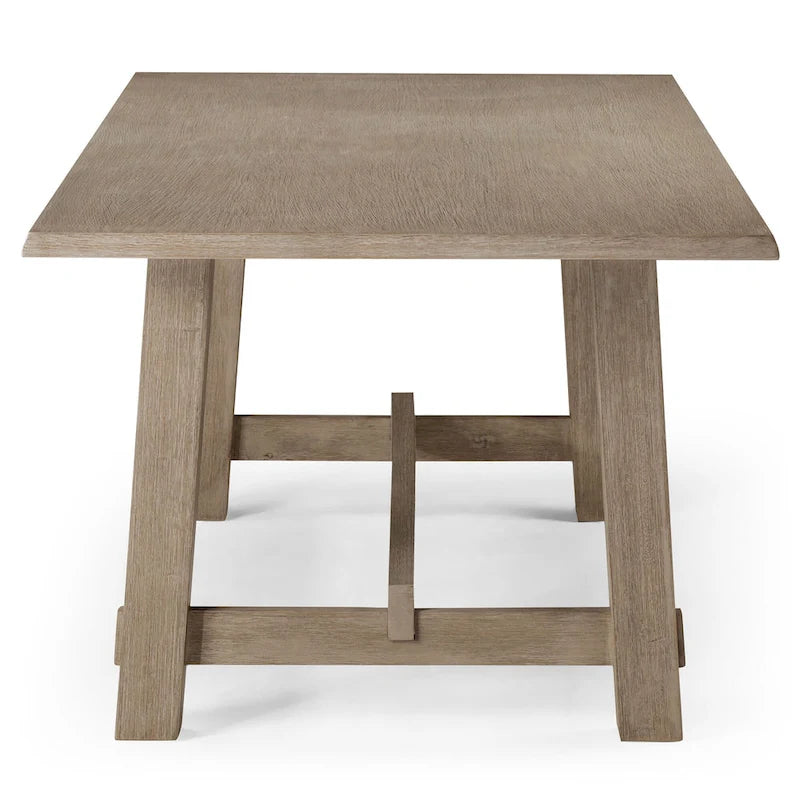 Mesa de comedor rectangular de madera con acabado negro envejecido