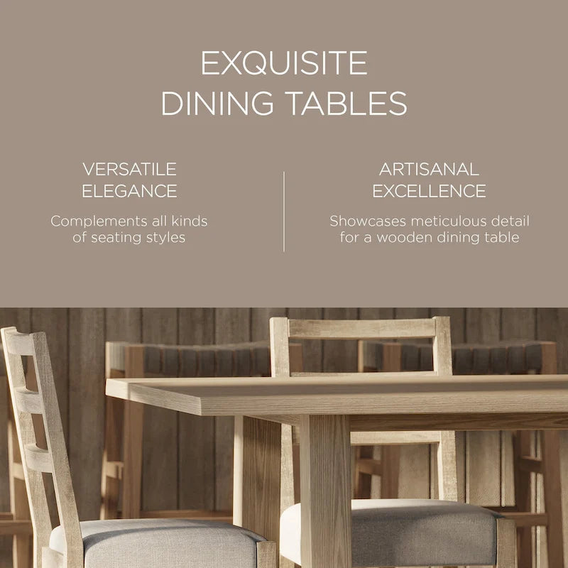 Mesa de comedor rectangular de madera con acabado negro envejecido