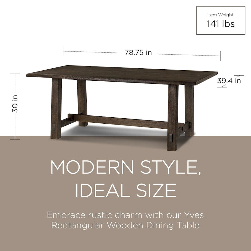 Mesa de comedor rectangular de madera con acabado negro envejecido