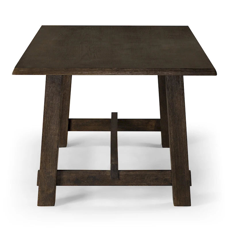 Mesa de comedor rectangular de madera con acabado negro envejecido