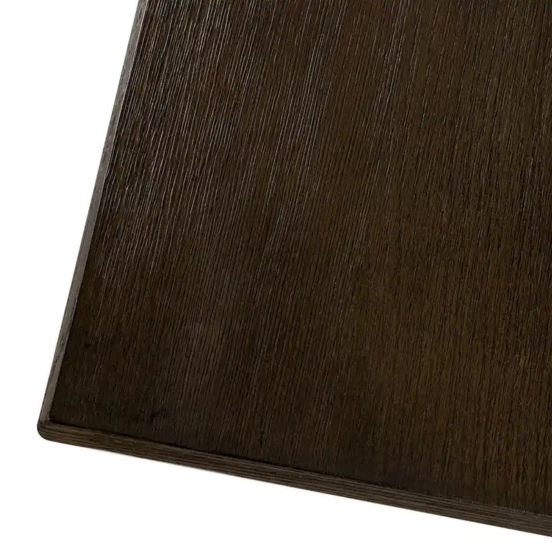 Mesa de comedor rectangular de madera con acabado negro envejecido