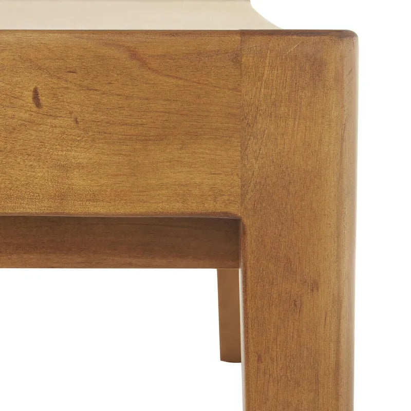 Banco rústico de madera hecho a mano con asiento de cuerda trenzada - Marrón