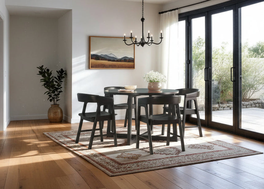 Middlebrook Modern Round Solid Wood Dining Table With Geometric Legs